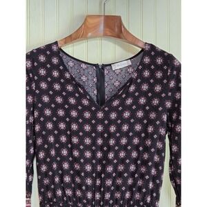 Altar'd State Romper Womens Small Black Boho Floral Tassel‎ Hem Bell Sleeve